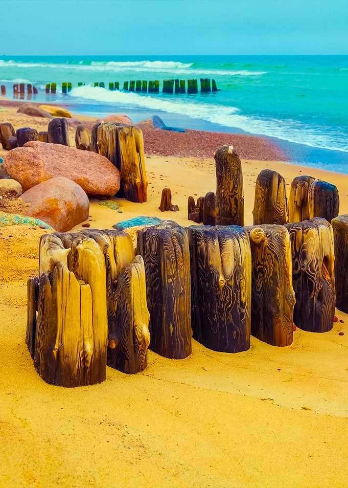 Desert Beach With Old Wood