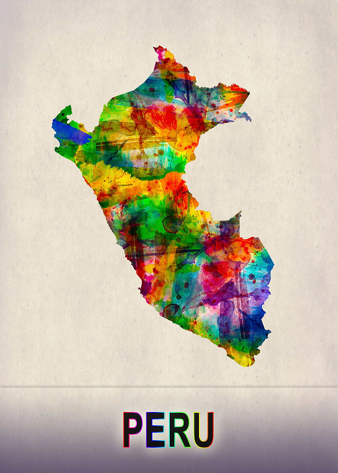 Peru Map in Watercolor