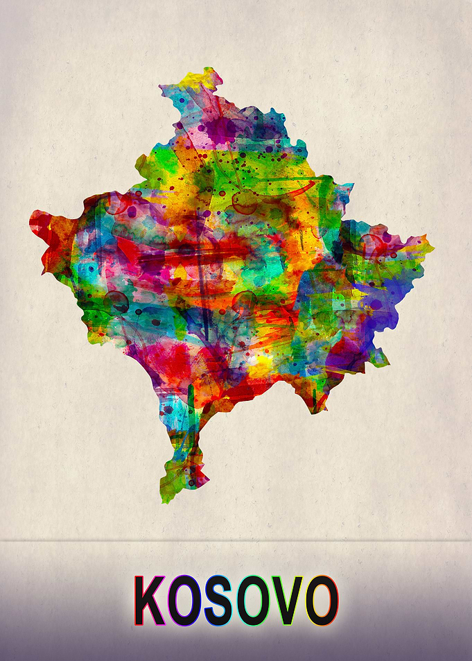 Kosovo Map in Watercolor