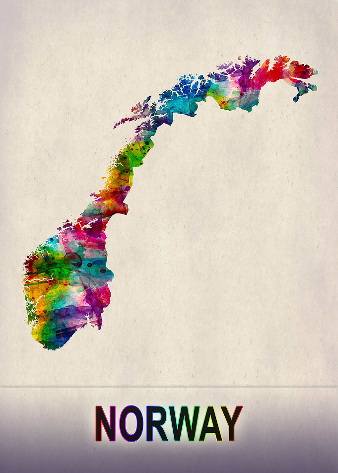 Norway Map in Watercolor