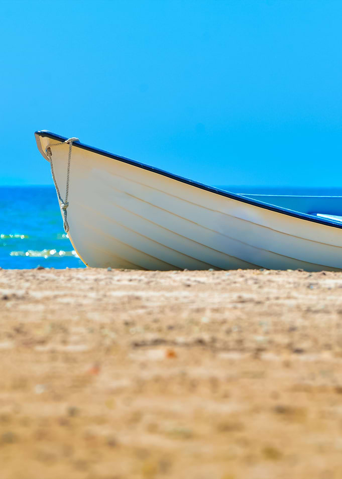 Old Style White Rowboat On