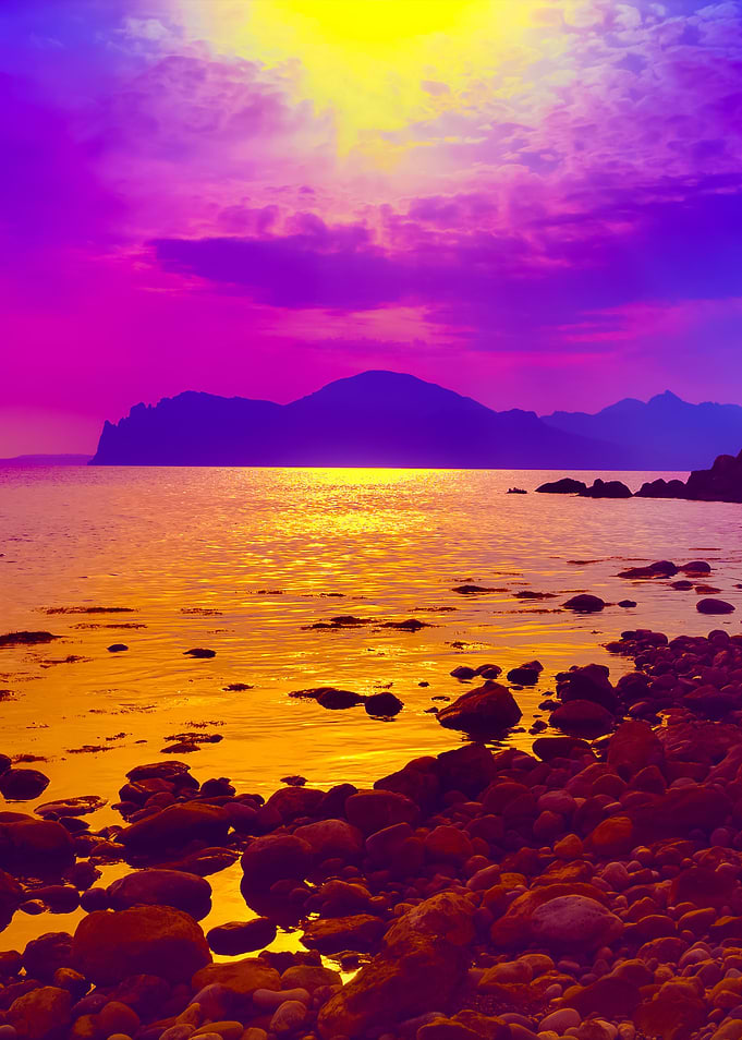 Purple Sunset Over Rocky B