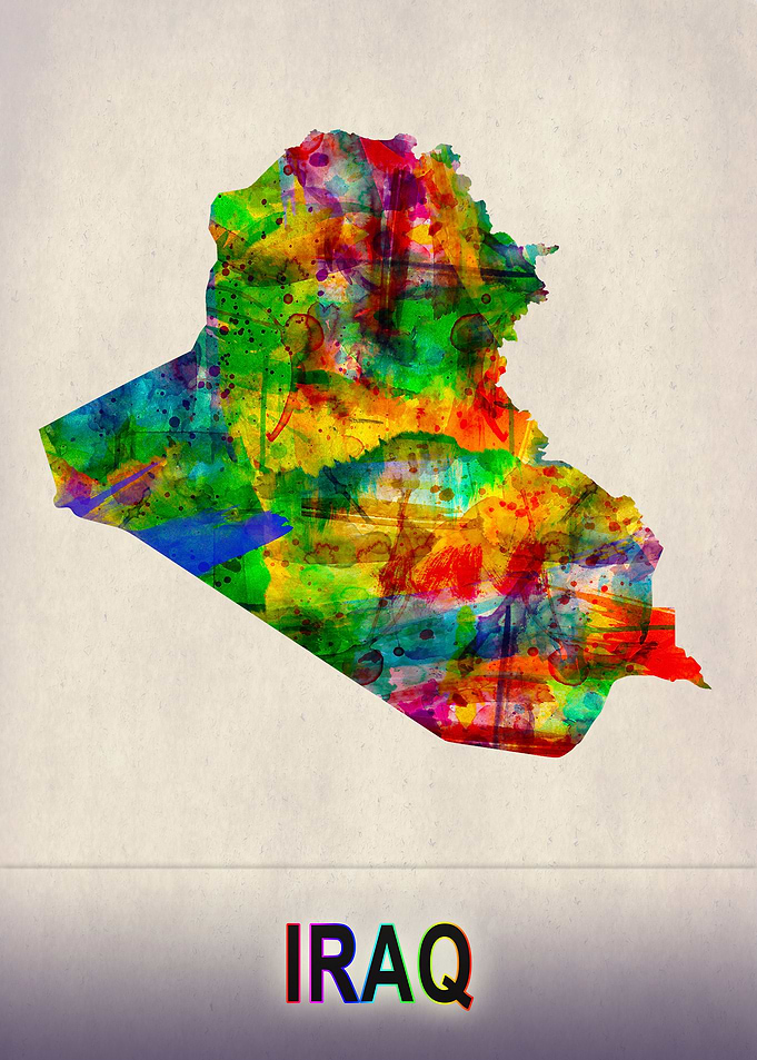 Iraq Map in Watercolor