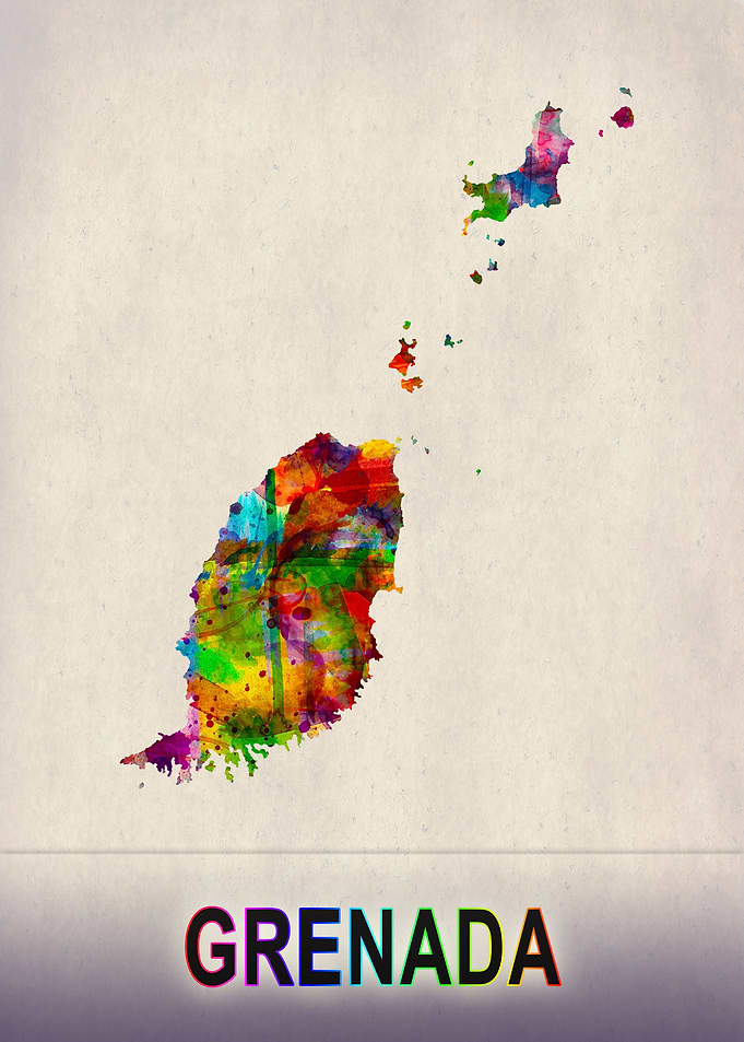 Grenada Map in Watercolor