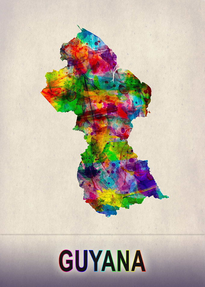 Guyana Map in Watercolor