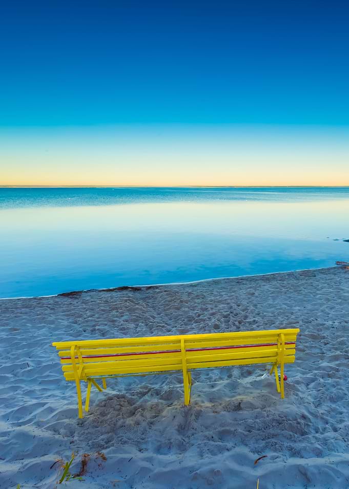 Morning Seascape With Benc
