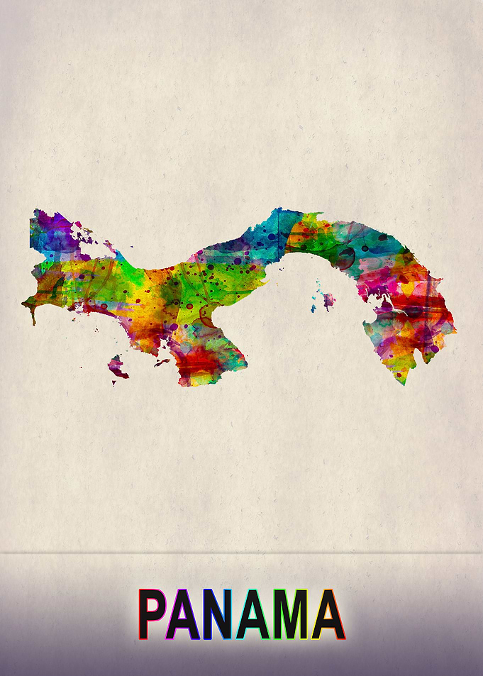 Panama Map in Watercolor