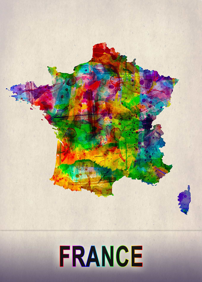 France Map in Watercolor