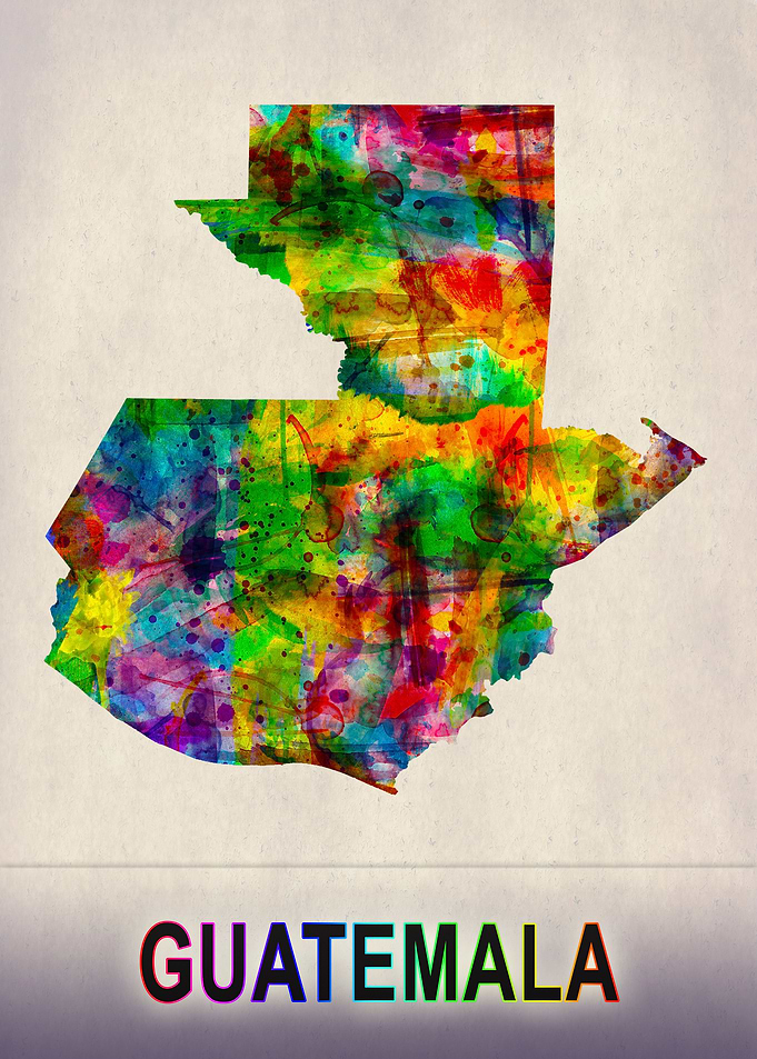 Guatemala Map Watercolor