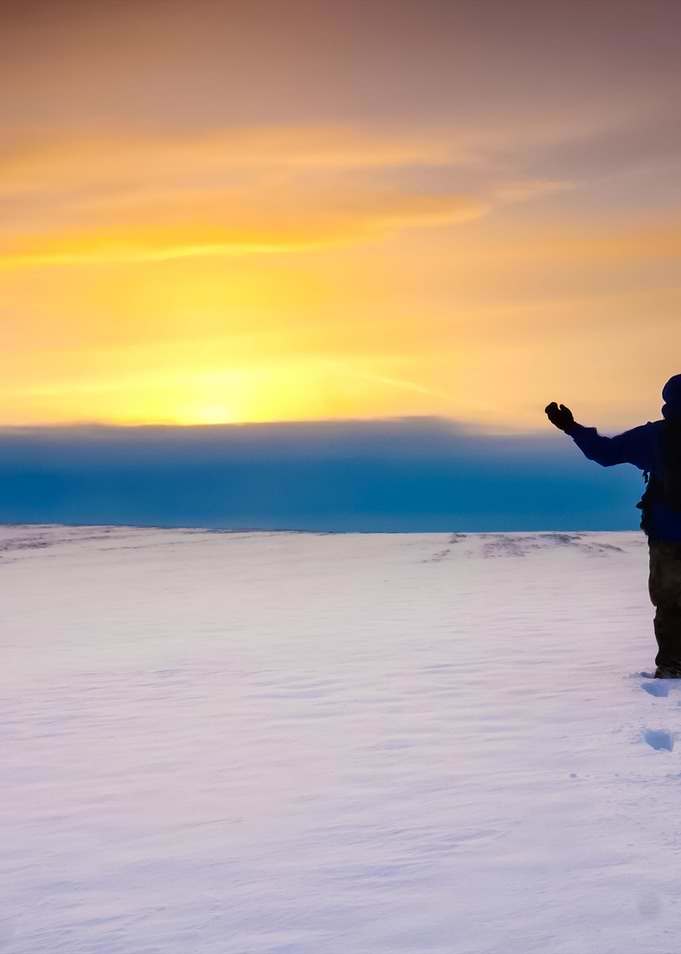 Snow Field With One Man