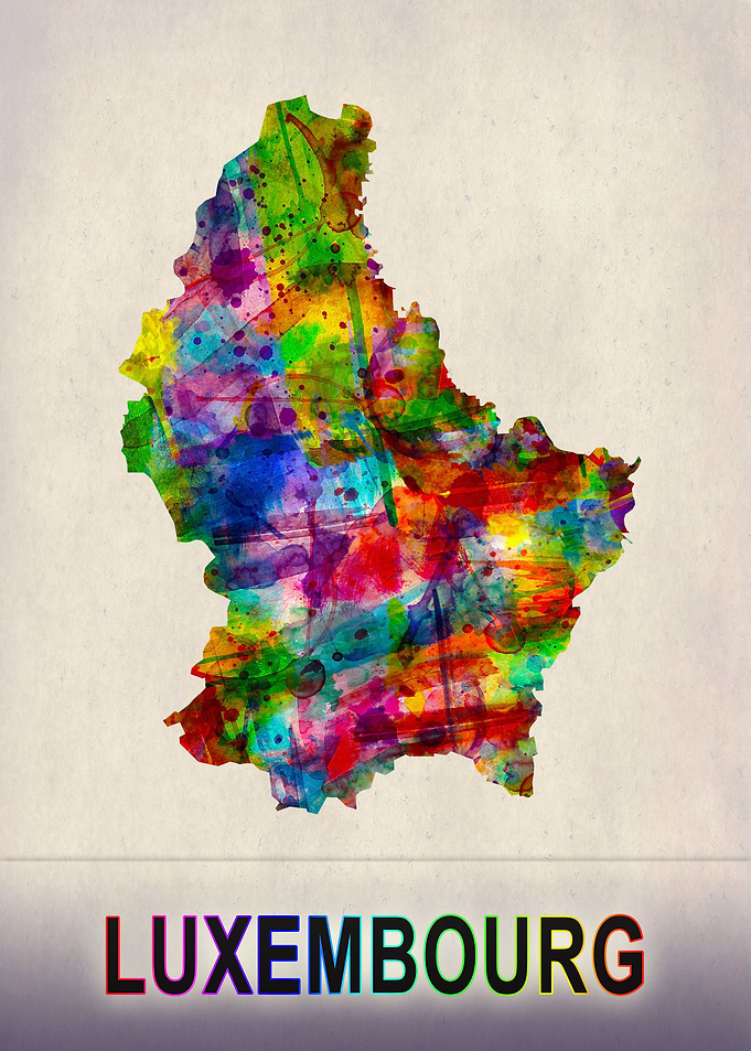 Luxembourg Map Watercolor