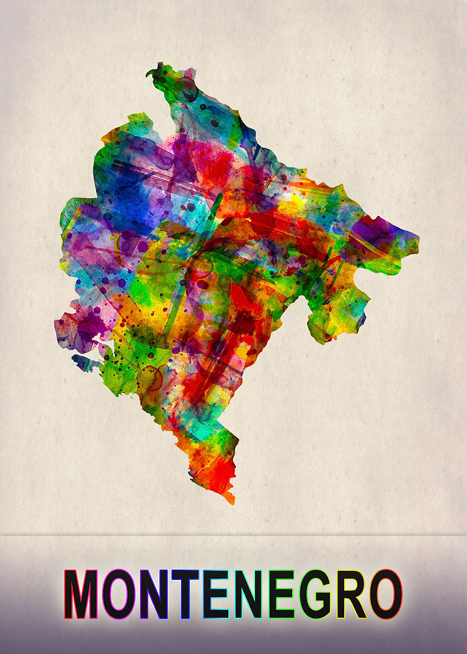 Montenegro Map Watercolor