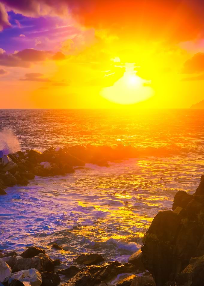 Sunset Over Rocky Sea Coas