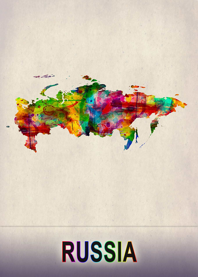 Russia Map in Watercolor