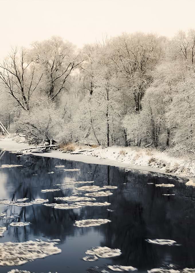 Winter River And HoarFrost