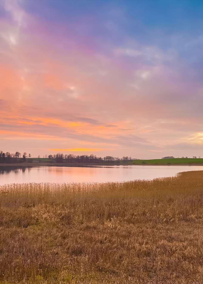 Sunset Sky Over Autumnal L