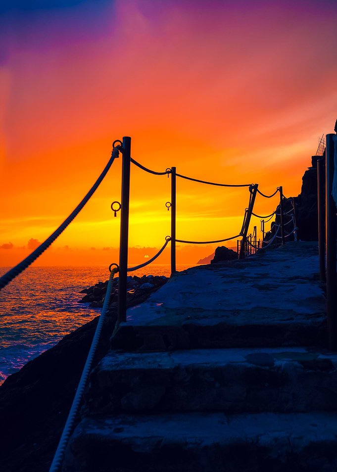 Stairways In Rock Over Sea