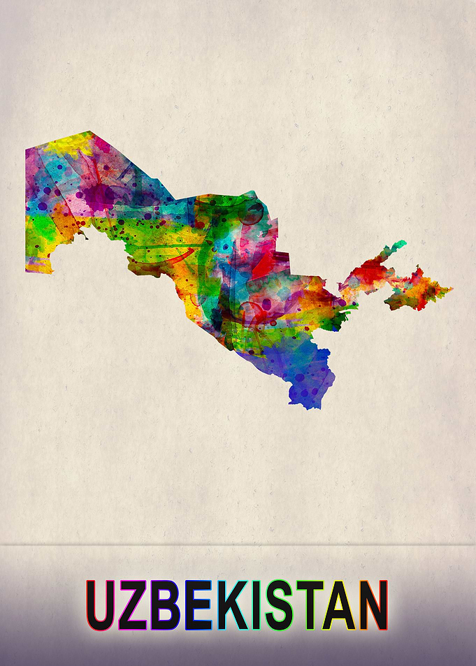 Uzbekistan Map Watercolor