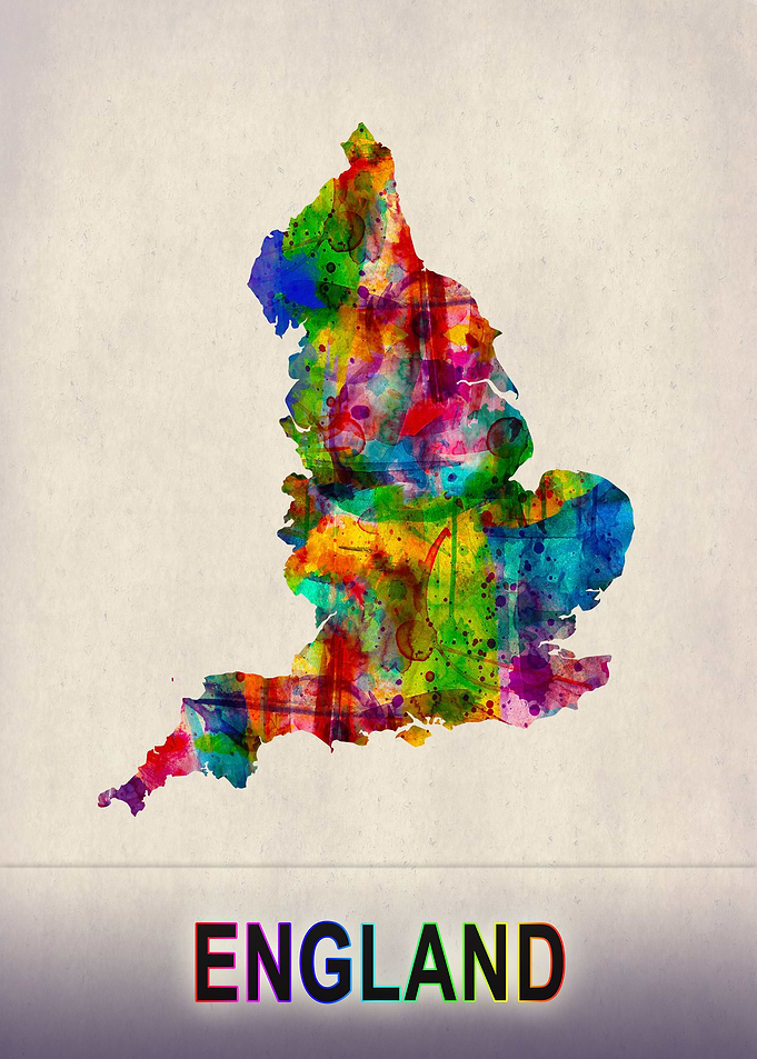 England Map in Watercolor