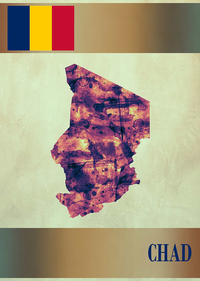 Chad Map with Flag