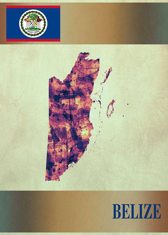 Belize Map with Flag