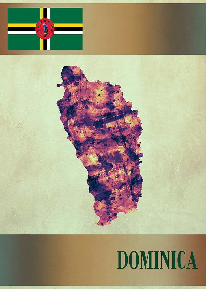 Dominica Map with Flag