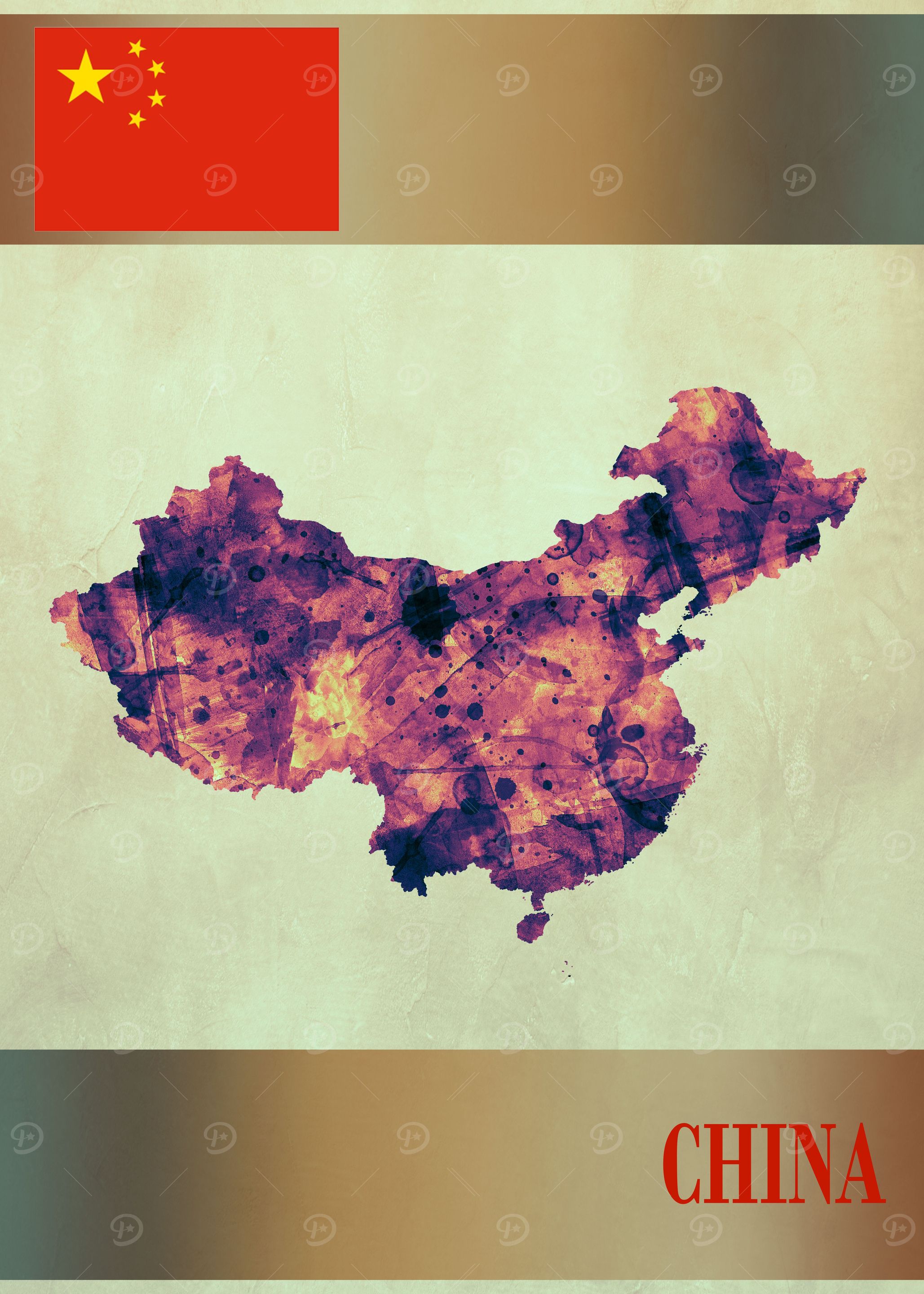 China Map with Flag