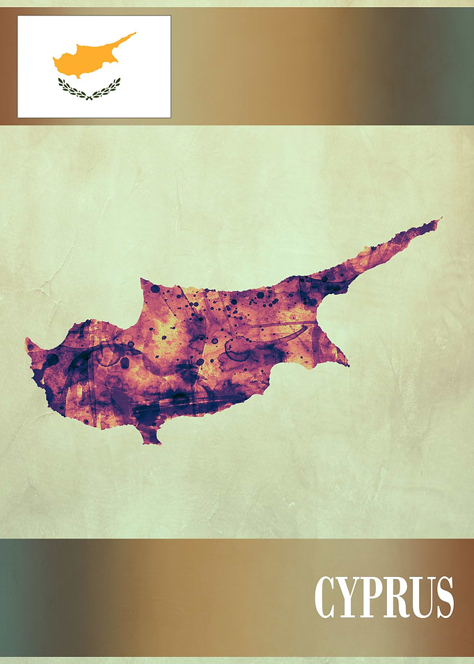 Cyprus Map with Flag