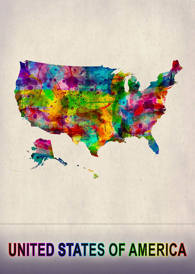 USA Map in Watercolor