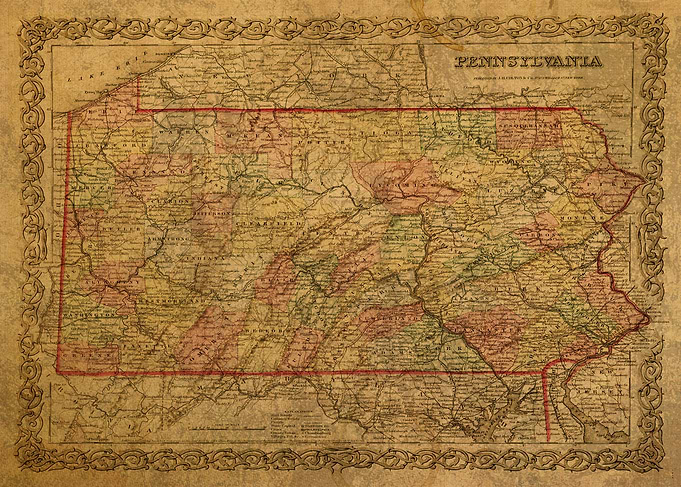 Old Pennsylvania Map 1856