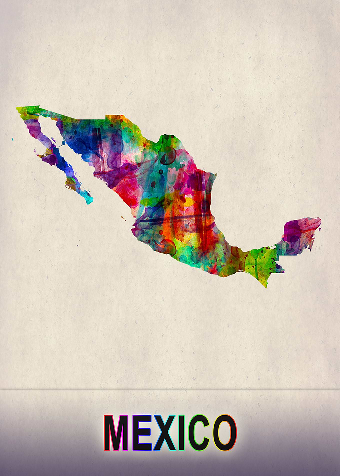 Mexico Map in Watercolor