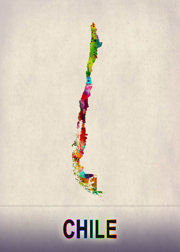 Chile Map in Watercolor