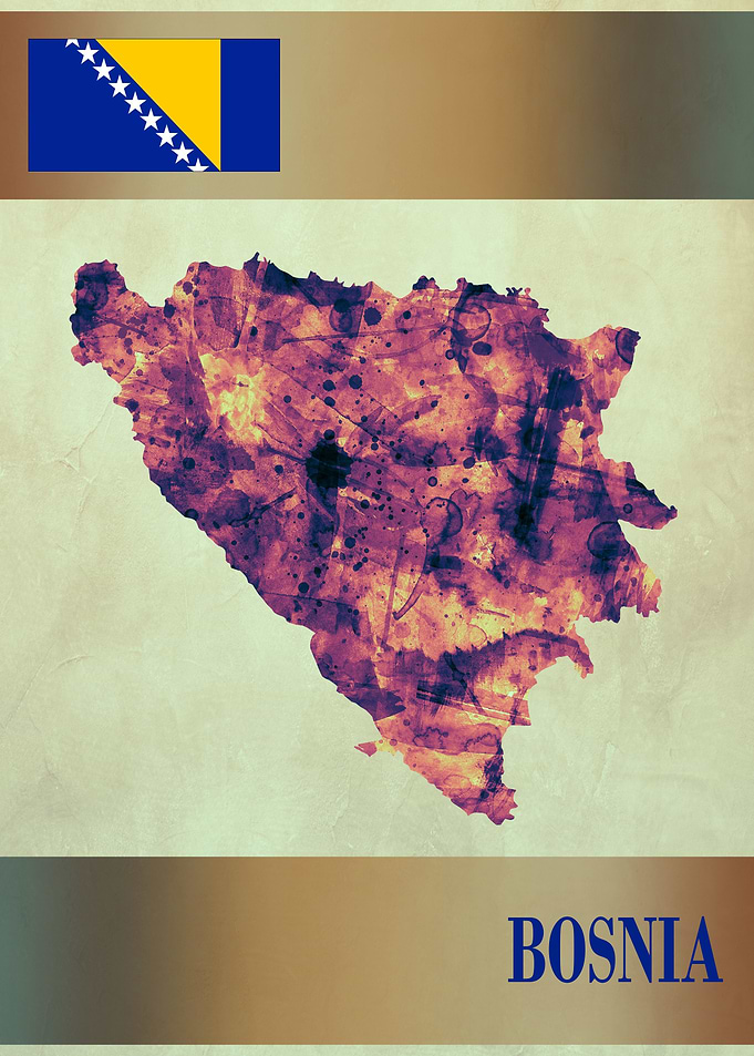 Bosnia Map with Flag