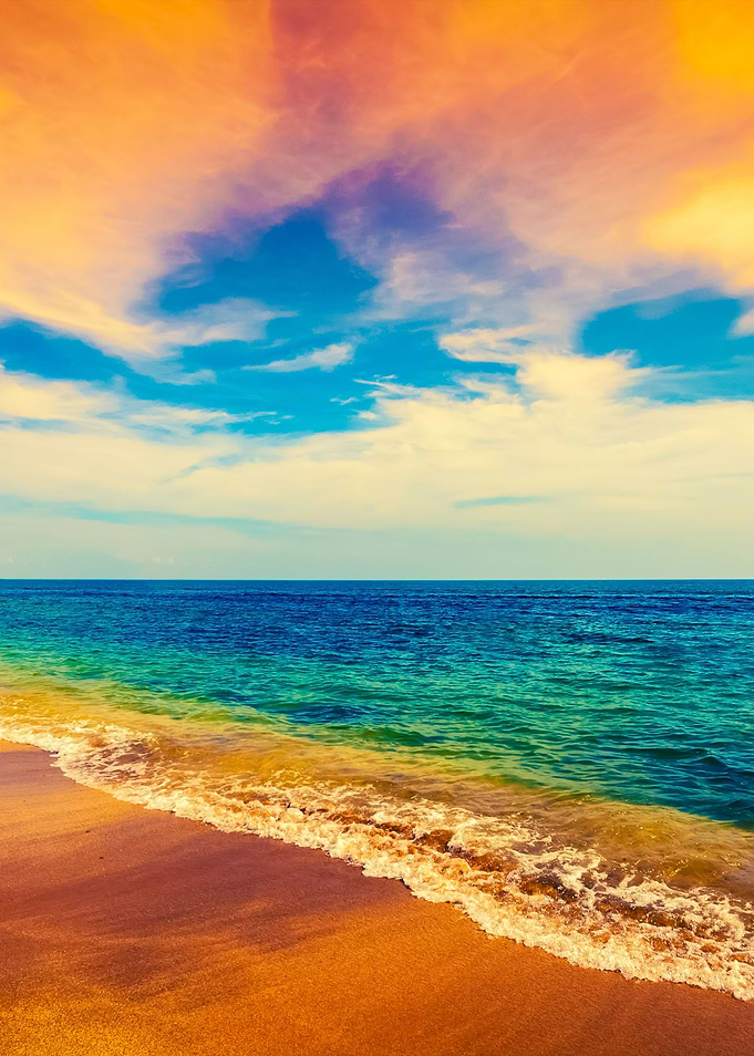Deserted Beach With Cloudy