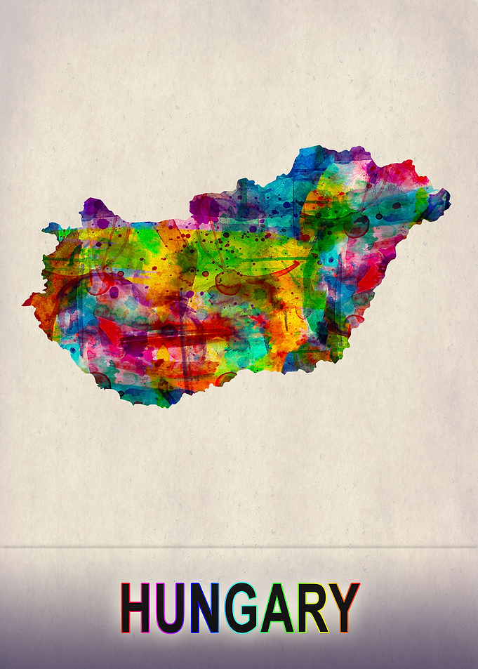 Hungary Map in Watercolor