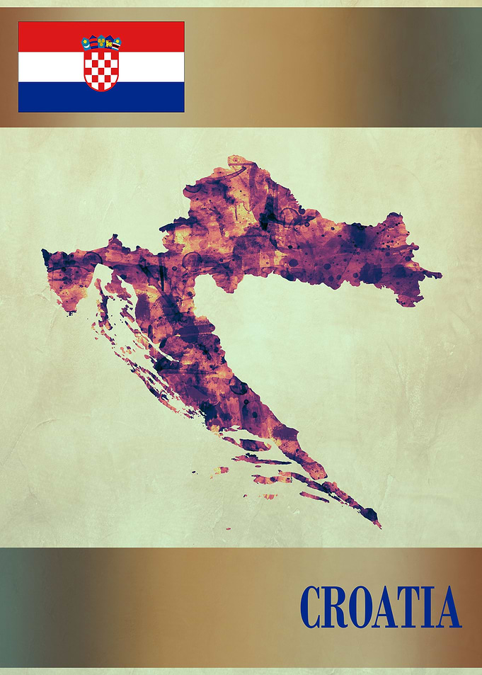 Croatia Map with Flag