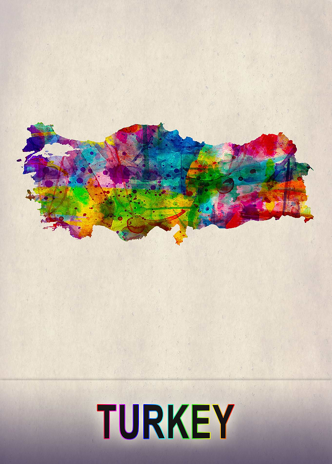 Turkey Map in Watercolor