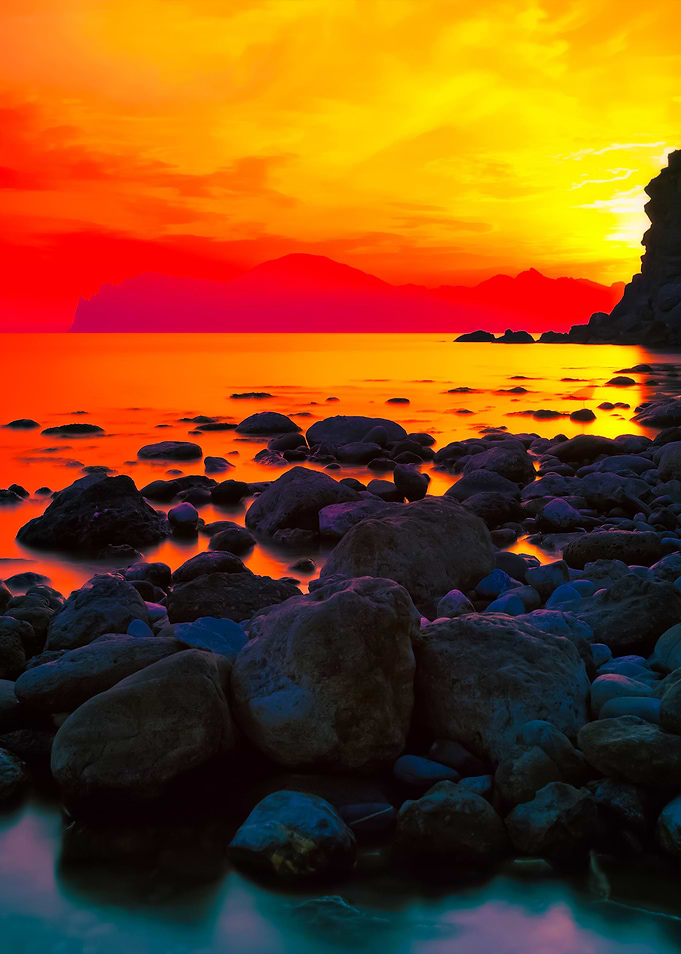 Sunset Over Rocky Coast