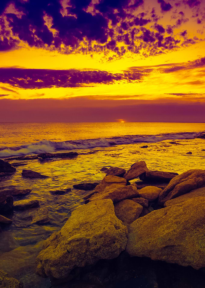 Wild Rocky Beach At Dawn