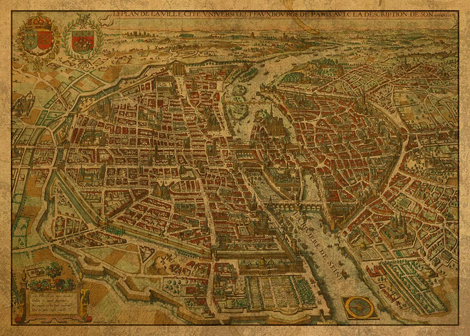 Old Street Map of Paris