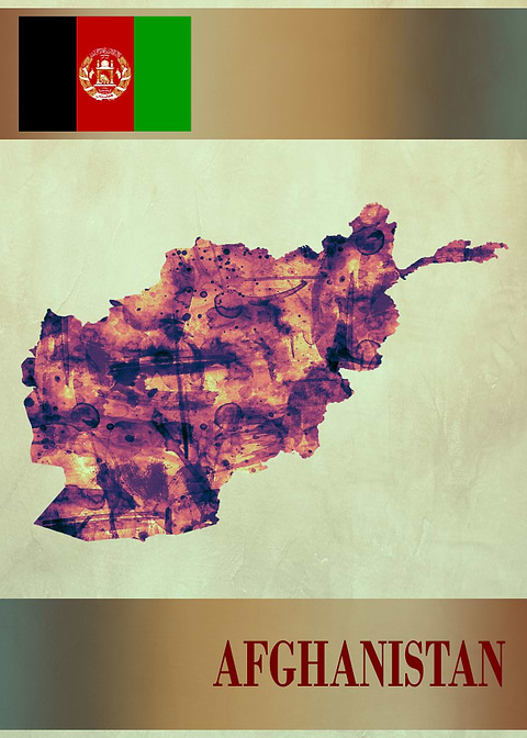 Afghanistan Map with Flag