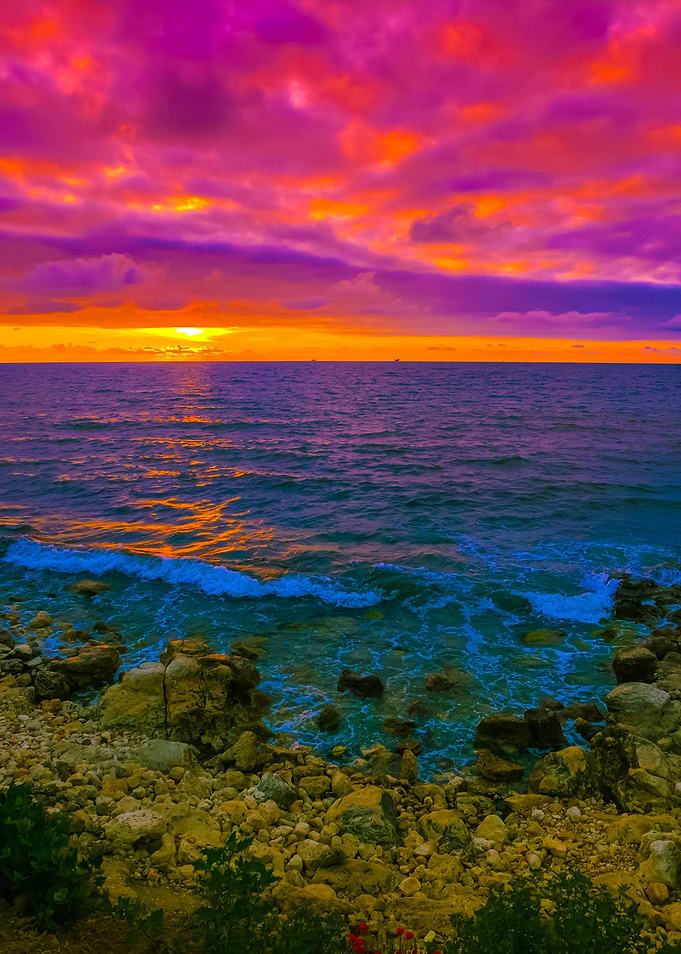 Magic Sunset Over Sea