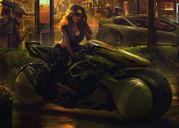 Cyberpunk Biker Girl