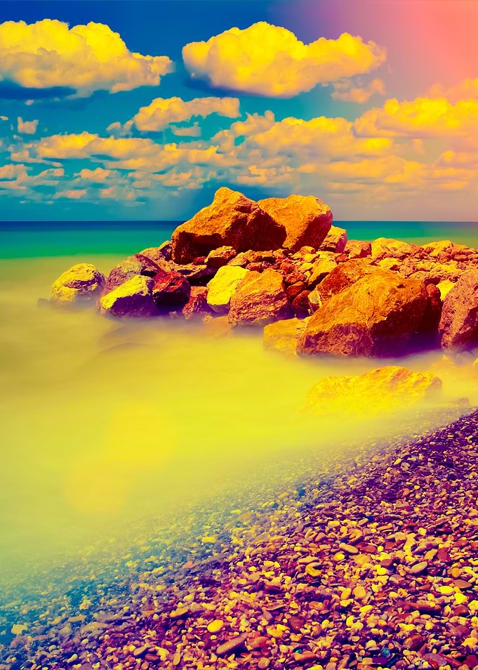 Rocky Beach At Sunset