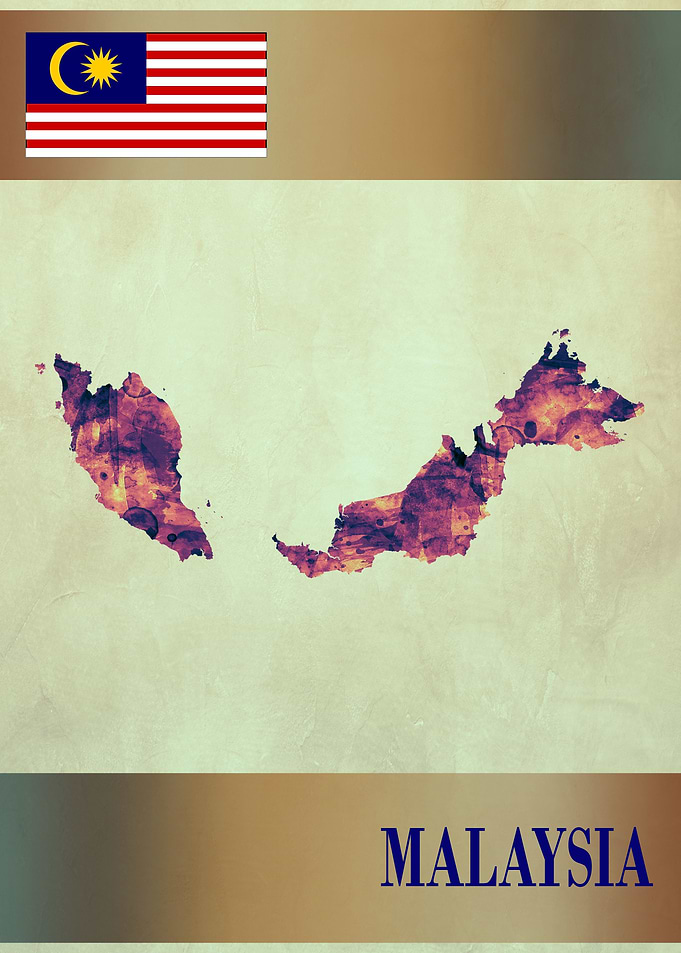 Malaysia Map with Flag