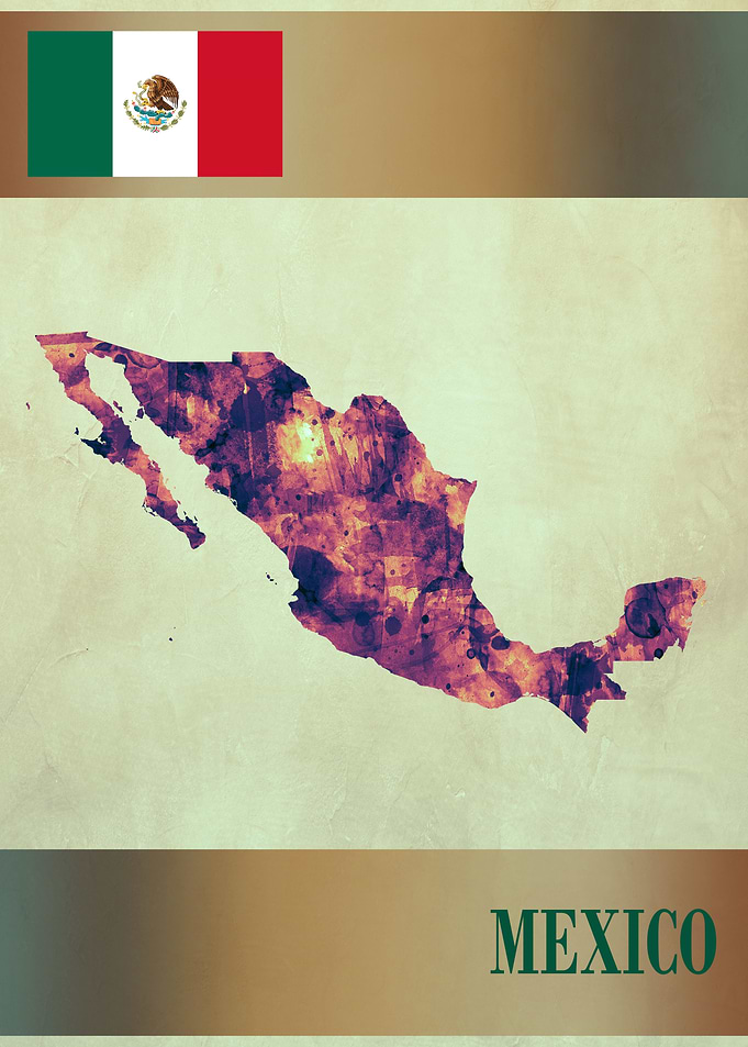 Mexico Map with Flag