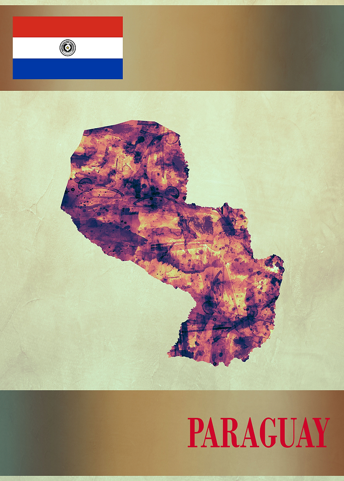 Paraguay Map with Flag