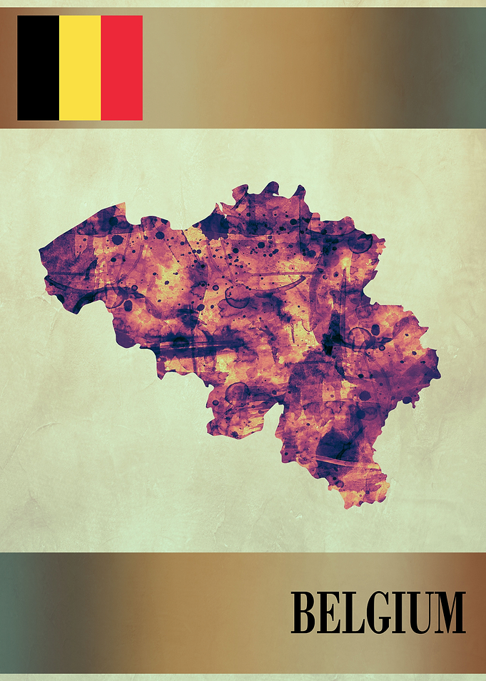 Belgium Map with Flag