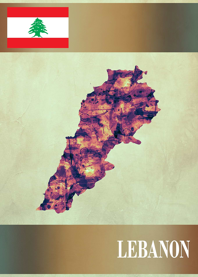 Lebanon Map with Flag