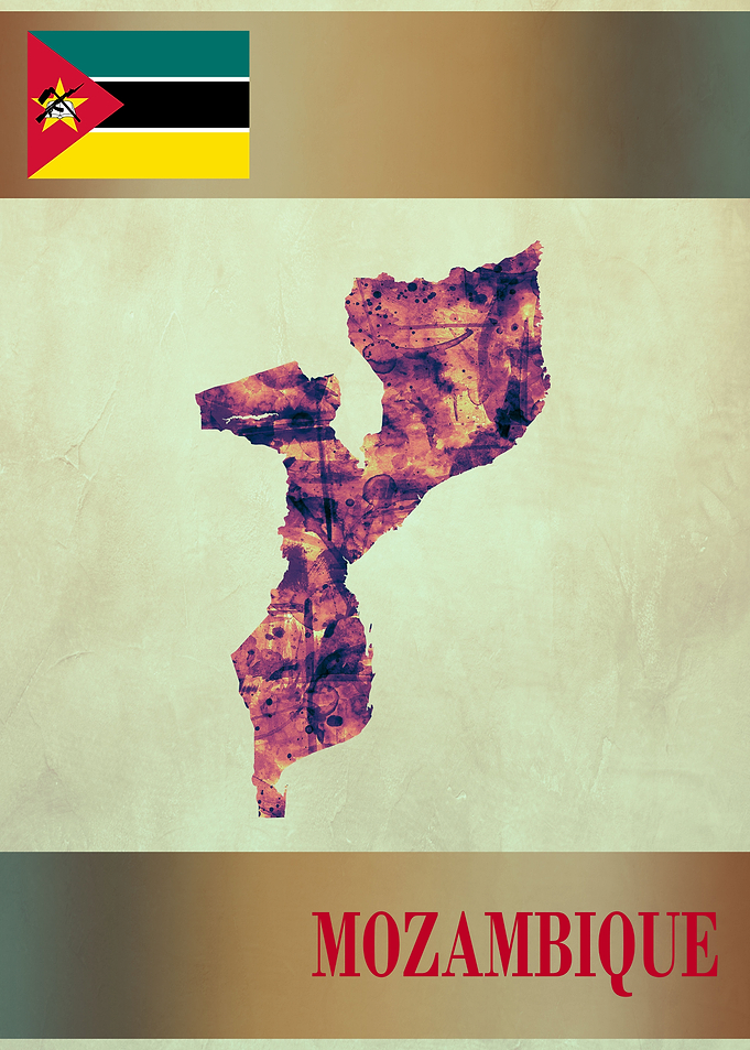 Mozambique Map with Flag